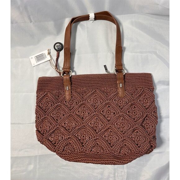 The Sak Women's Brown Hand-Crocheted Tote Bag with Leather Straps - Picture 2 of 3